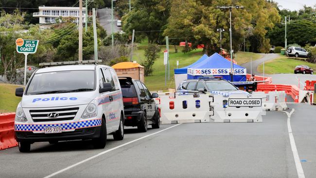 The Dixon Street border Crossing Checkpoint at Coolangatta is now open to Emergency Service Vehicles, Military, Council and Major Services vehicles only. Photo: Scott Powick.