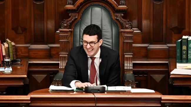 Independent MP Dan Cregan in his new role as speaker of SA's parliament during question time. Picture: Naomi Jellicoe/Newswire