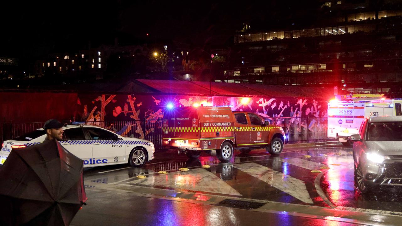 Emergency services outside the SailGP event site, where high winds during this afternoon’s storm damaged a large event tents. Picture by Damian Shaw