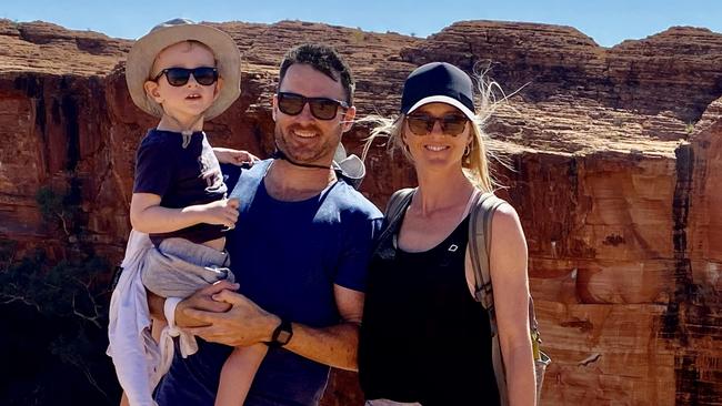 Kacie Evans, her husband Jarratt and their son Harry. Picture: Supplied