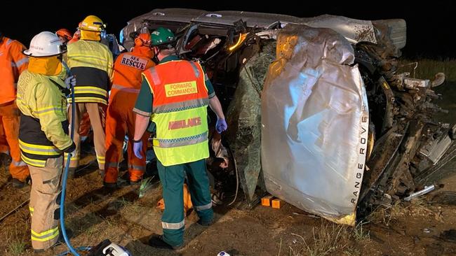 Emergency services at a serious crash near Mount Gambier in 2020. Picture: SA Police