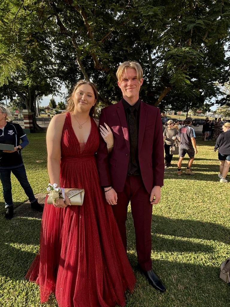 Lucas Davies and Ella Naumann arrive at the Maryborough State High School formal.