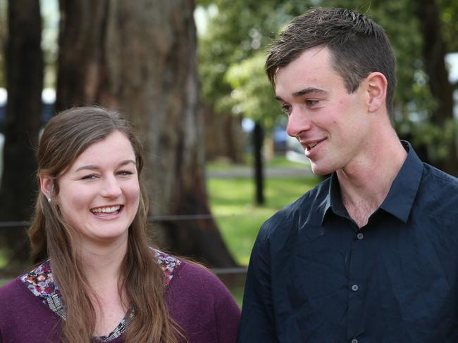 Mitchell and Ella Tromp show their relief. Picture: David Crosling