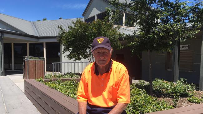 Kingston Hawthorn’s Brian Hunt outside the pavilion — which can’t be named after him — at Walter Galt Reserve.