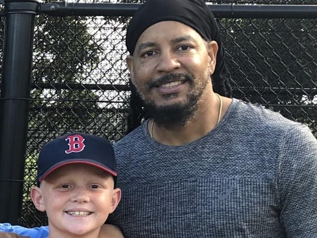 US major league  baseball great manny Ramirez passes on  tips to junior players on the northern beaches at a special training hosted by Pittwater Baseball Club at North Narrabeen Reserve on Wednesday night. Picture: Jim O'Rourke