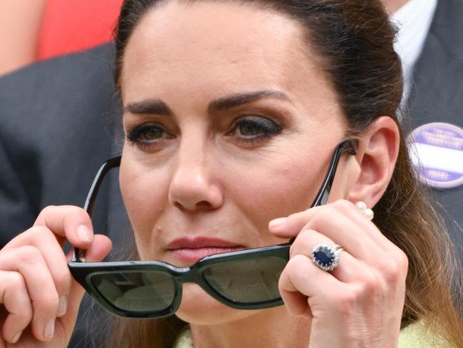 LONDON, ENGLAND - JULY 15: Catherine, Princess of Wales attends day thirteen of the Wimbledon Tennis Championships at All England Lawn Tennis and Croquet Club on July 15, 2023 in London, England. (Photo by Karwai Tang/WireImage)