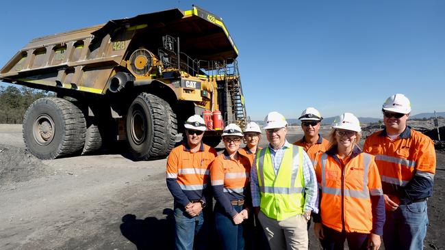 Joel Fitzgibbon and workers from the Yancoal, Mount Thorley coal mine in the Hunter. Picture: Jeremy Piper