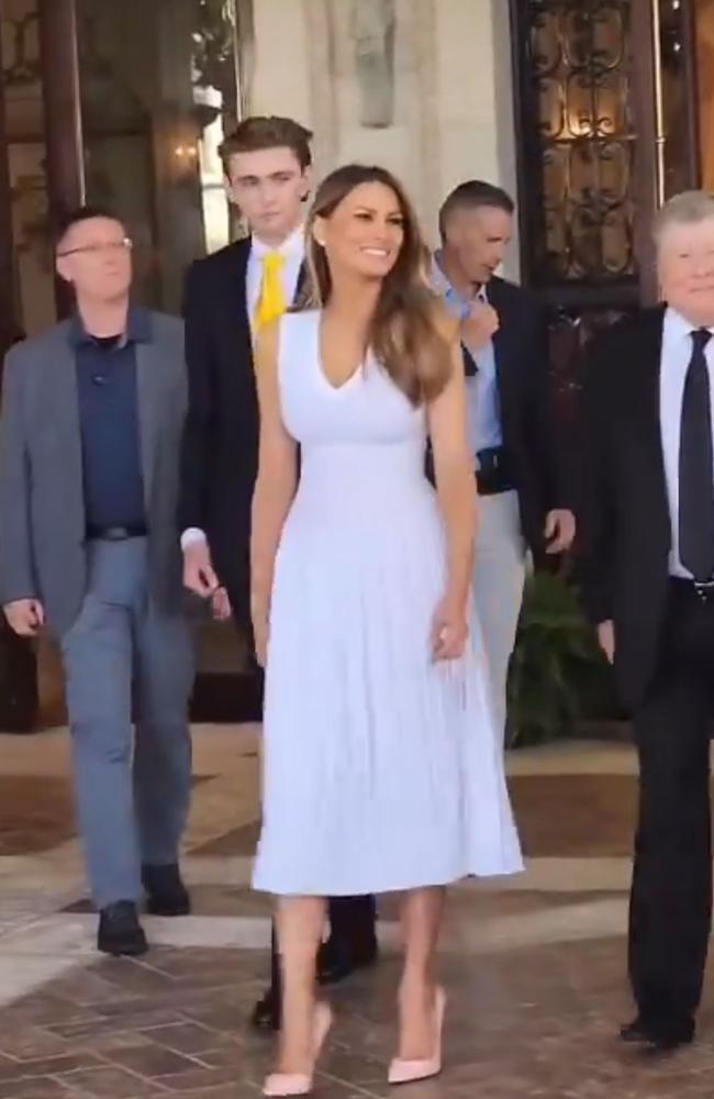 Donald Trump's son Barron towered over mother Melania. Picture: MelaniaJTrump/Twitter