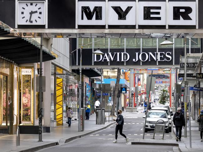 The streets of Melbournes CBD are quiet as Victoria endures a 6th lockdown. Picture: NCA NewsWire / David Geraghty