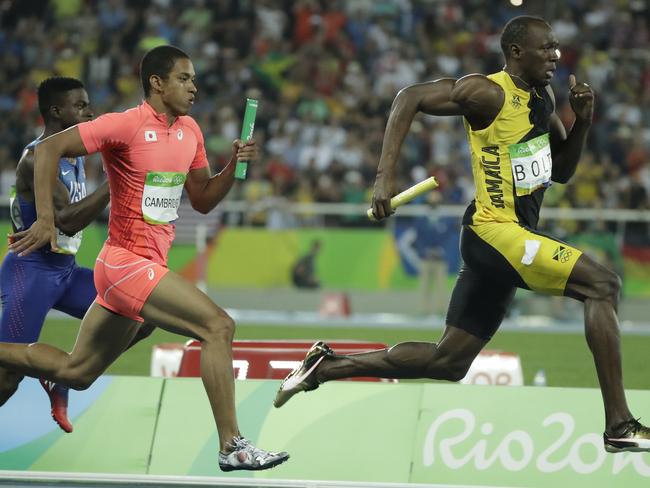 Blitzing the relay in Rio. Picture: AP/Jae C. Hong, File.