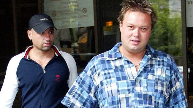 Carl Williams (right) with Andrew "Benji" Veniamin acting as his bodyguard. Picture: News Corp