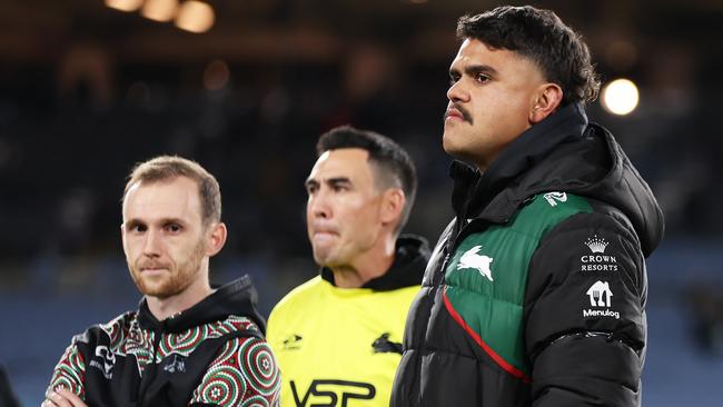 SYDNEY, AUSTRALIA - SEPTEMBER 01:  Latrell Mitchell of the Rabbitohs looks on after the round 27 NRL match between South Sydney Rabbitohs and Sydney Roosters at Accor Stadium on September 01, 2023 in Sydney, Australia. (Photo by Matt King/Getty Images)