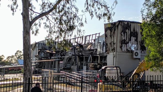 A large fire tore through Southport State High School in the early hours of Friday morning. Picture: Luke Mortimer