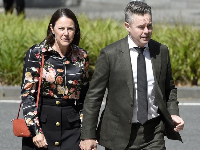 Todd Woodbridge and his wife, Natasha, at St Patrick’s Cathedral. Picture: Andrew Henshaw