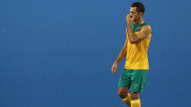 Jamie Dwyer after Australia's 4-0 defeat. Photo: David Rogers/Getty Images