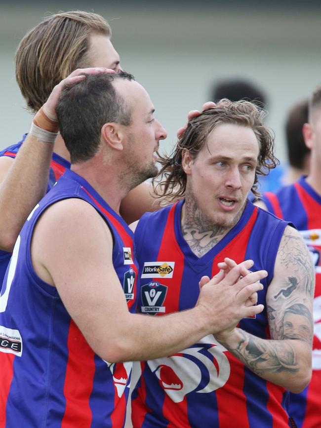 Football GDFL: Belmont Lions v Bell Post Hill Bell Post Hill 15 Nick Costello kicks a goal and celebrates Picture: Mark Wilson