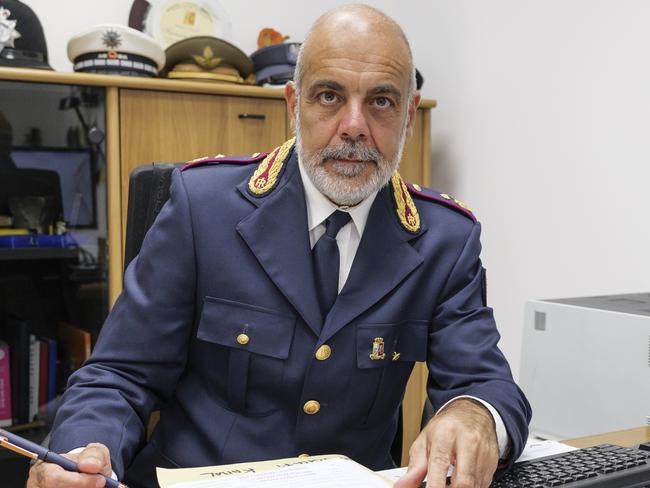 Chief Commissioner, Dr. Fernando Speziali Head of the judicial police section of the Rome-Fiumicino border police, in his office in Rome. He has followed every step since Perry Kolumbris arrest and detention. Picture: Erik Messori/Capta