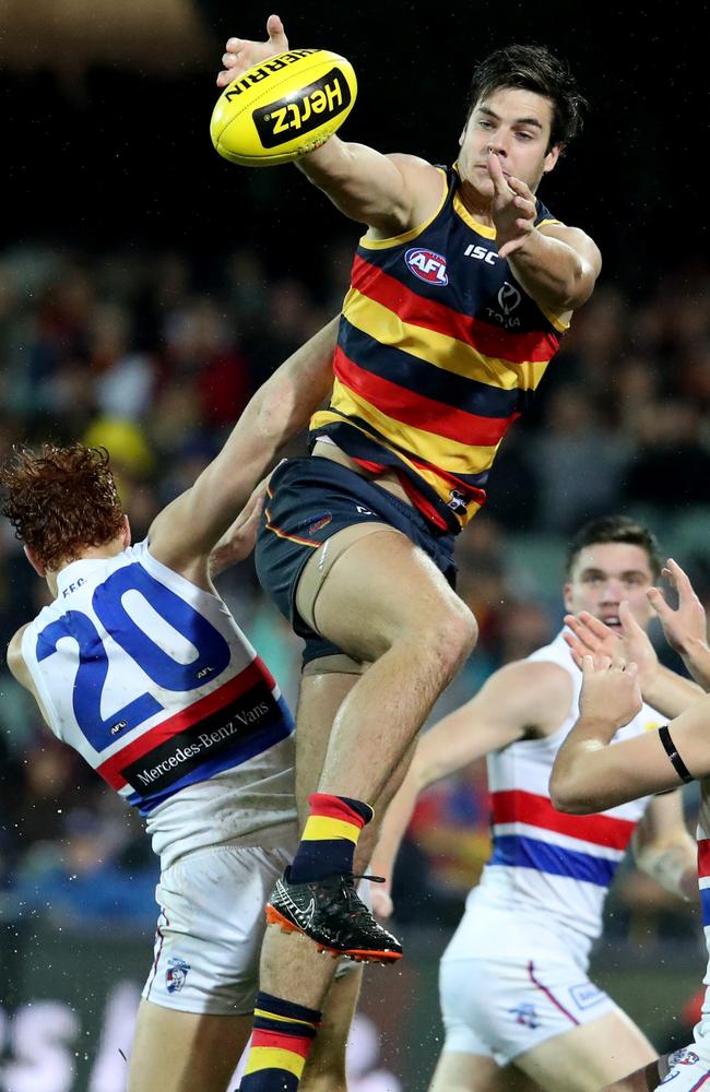 Darcy Fogarty has thrilled fans with his strong marking, straight kicking and attack on the footy. Picture: Kelly Barnes (AAP).