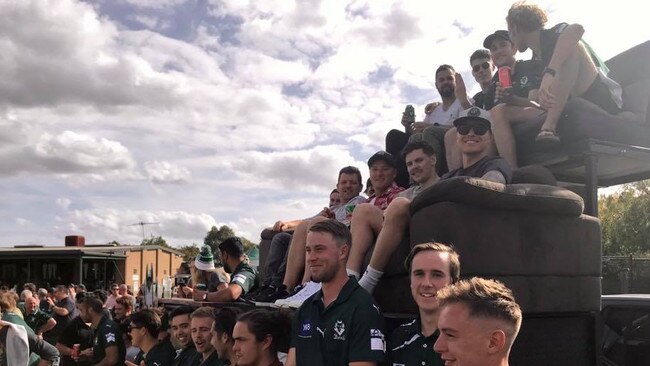 Spectators enjoy the seats at Walker Reserve Wantirna South. Picture: Aston federal Liberal MP Alan Tudge.