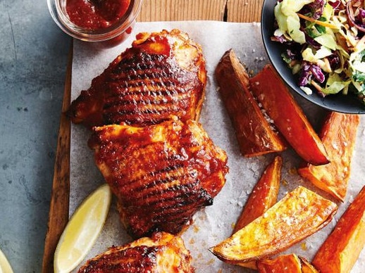 Sticky barbecue chicken cutlets.