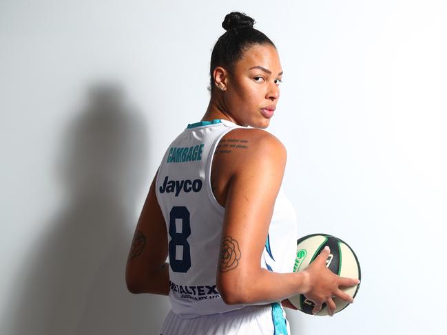 CAIRNS, AUSTRALIA - NOVEMBER 25: Australian basketball player Liz Cambage poses during a portrait session at Cairns Pop Up Arena on November 25, 2020 in Cairns, Australia. (Photo by Chris Hyde/Getty Images)