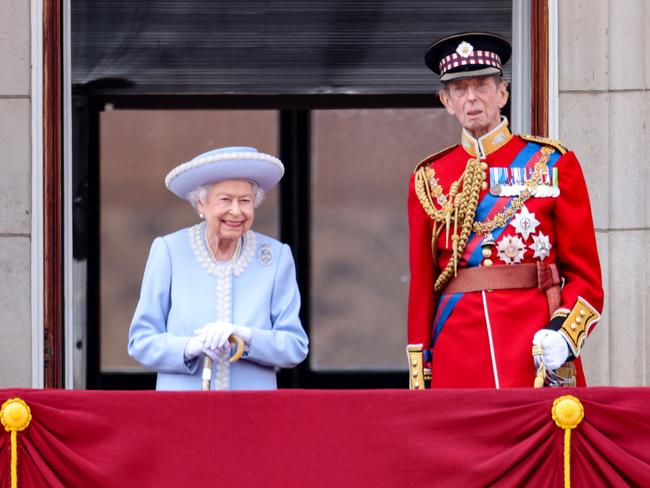 Queen Elizabeth II and Prince Edward, Duke of Kent on the balcony of Buckingham Palace during the Trooping the Colour parade. Picture: Getty Images