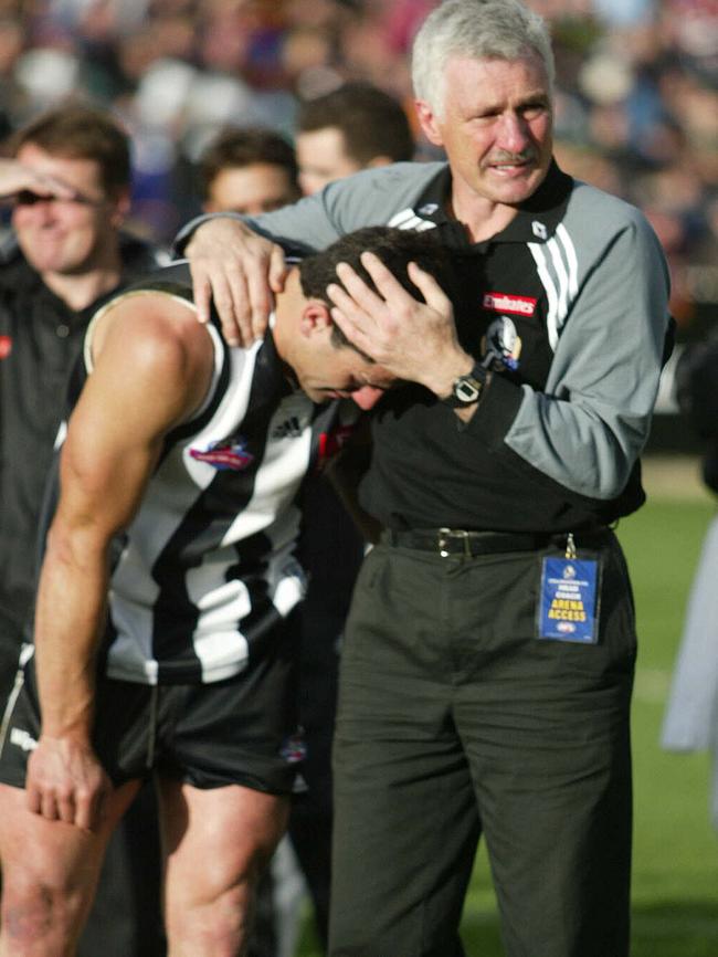 ... and the agony. Paul Licuria was in tears after Collingwood’s 2002 Grand Final defeat.