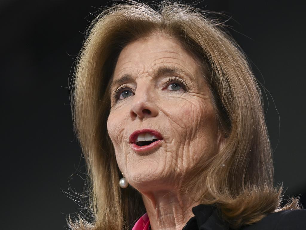 Caroline Kennedy addresses the National Press Club of Australia in Canberra last year. Picture: NewsWire / Martin Ollman