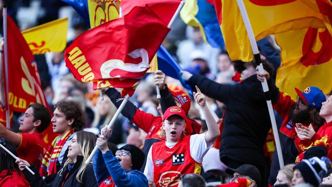 Gold Coast believes it will come close to breaking its all-time single-game home attendance record when the Suns host Collingwood at Heritage Bank Stadium on Saturday. (Photo by Dylan Burns/AFL Photos via Getty Images)