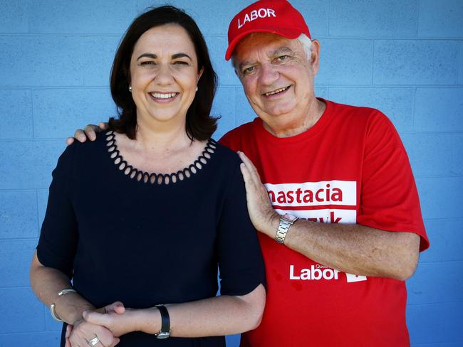 Annastacia Palaszczuk with her father Henry Palaszczuk. Picture: Liam Kidston.