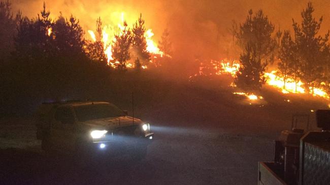 A bushfire at Hanging Rock, NSW, in October 2019. Picture: Graham Marshall