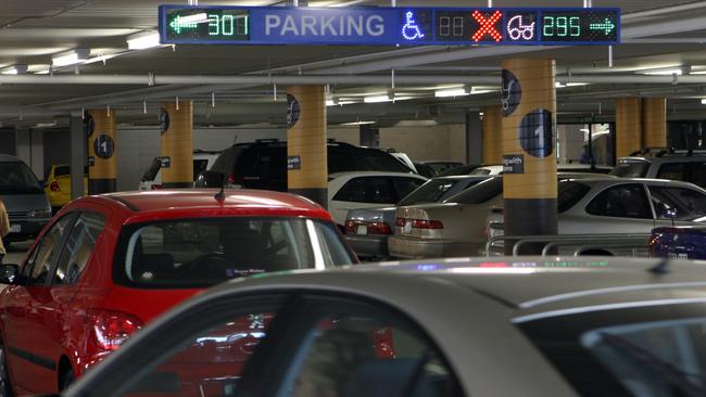 New car park at Westfield Doncaster. Red lights and green lights show what car spaces are available.