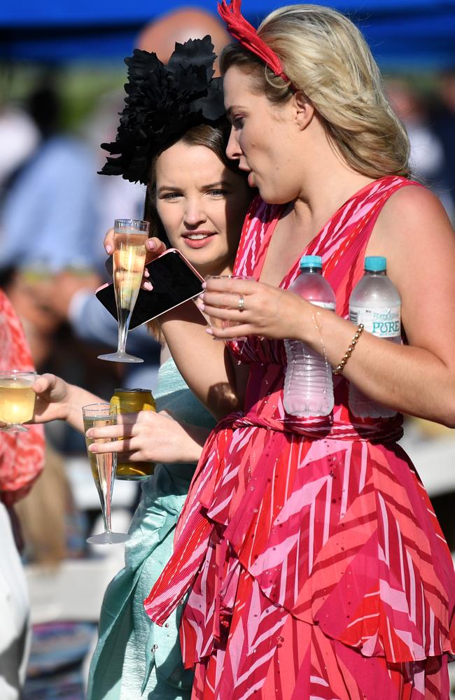 One water, one wine at Doomben Racecourse in Brisbane. Picture: NCA NewsWire / Dan Peled