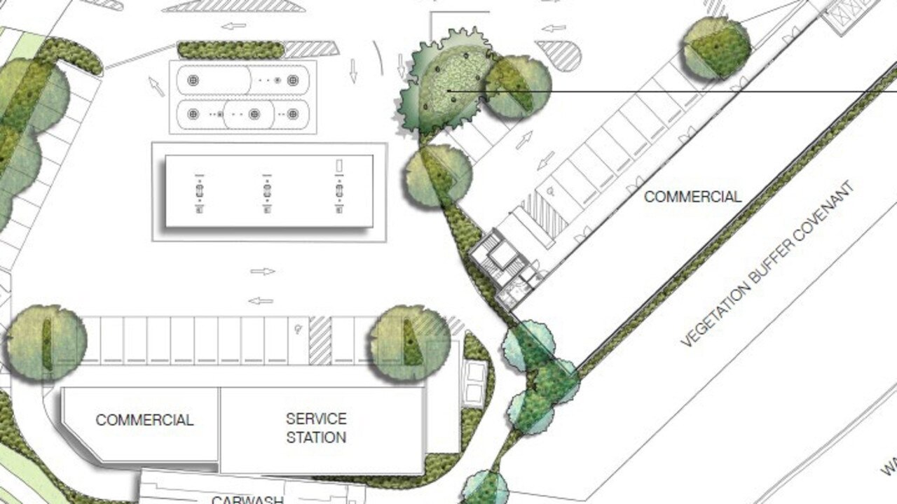 The Overhead plan layout of the service station and office space.