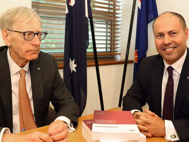 Justice Kenneth Hayne with Josh Frydenberg in 2019. Picture: Twitter