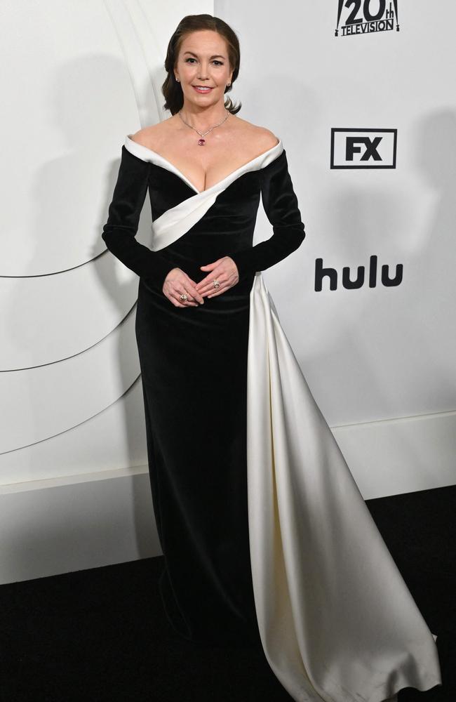 Diane Lane nailed the black-and-white brief in this silky satin number. Picture: Angela Weiss/AFP