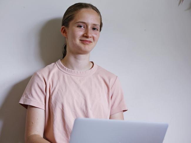 Year 9 student Katherine Lowbeer is busy studying for her HSC maths exam. Picture: Sam Ruttyn