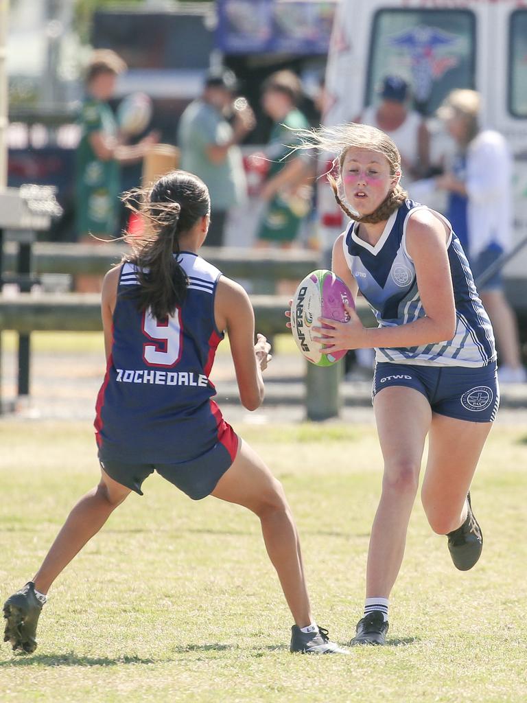 St Scholasticas V Rochedale Academy of Sport at the 2024 Gold Coast Titans All Schools Touch Football Picture: Glenn Campbell