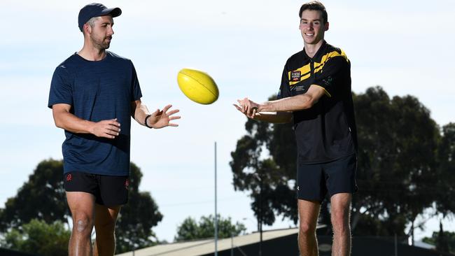 Callum Park (right) with brother and former West Adelaide defender Scott Bricknell. Picture: Tom Huntley