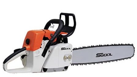 Fake chainsaw in the same colours as the STIHL chainsaw. Picture: Supplied