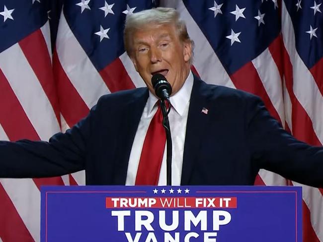 Donald Trump at the Palm Beach Convention Center after declaring victory.