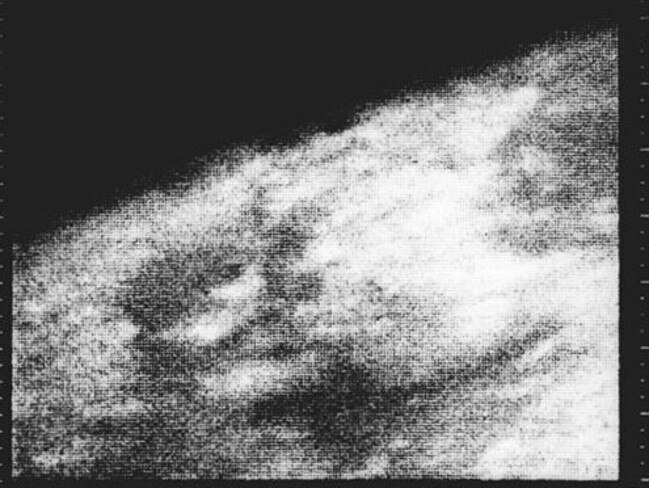 First picture of Mars ... This grainy image made it to earth in 1965. Picture: NASA