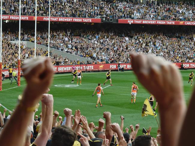 Tigers fans at Melbourne’s MCG for the clash with GWS. Picture: Jason Edwards