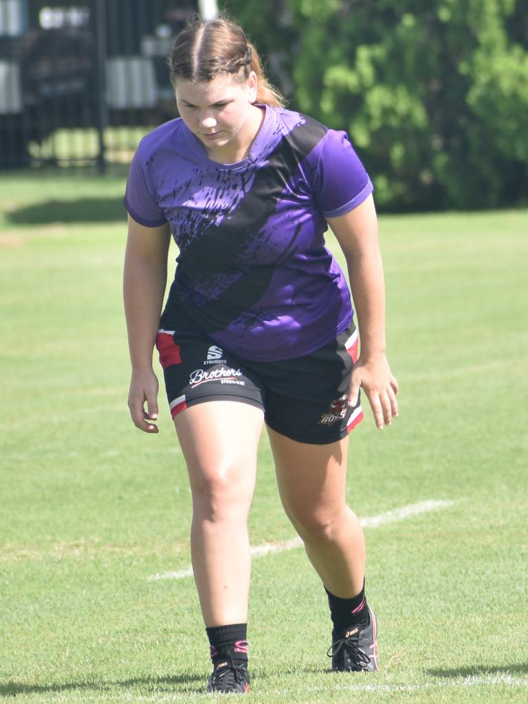 Players at the CQ Capras' women's open training trial for the 2025 BMD Premiership season at Emmaus College, Rockhampton, on February 22, 2025.