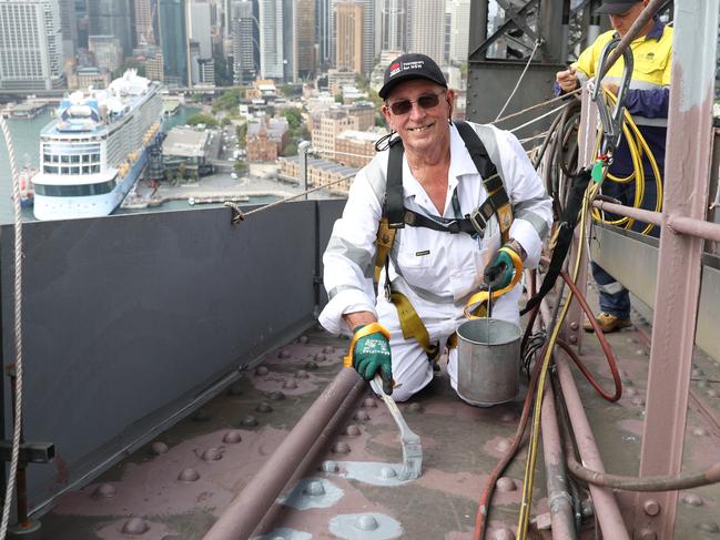 Mirko Cerovac has been a painter on The Sydney Harbour Bridge for 32 years and his sons Joe and Goran also work on the bridge. Picture: Rohan Kelly