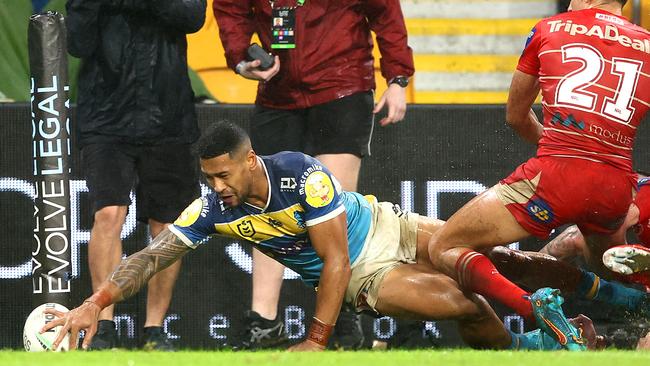 Jamayne Isaako scored the matchwinner in golden point for the Titans. Picture: Chris Hyde/Getty Images