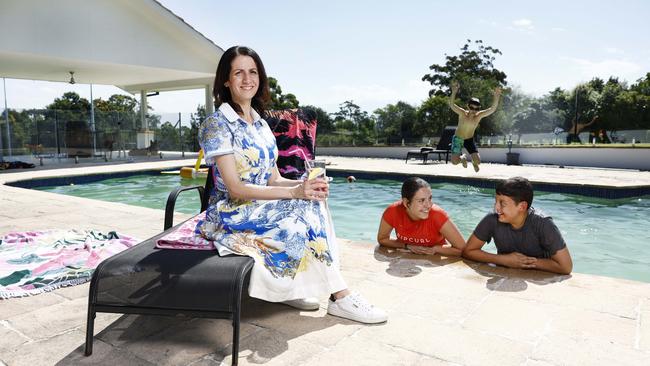 Anastasia Massouras with her kids Christiana (14) Michael (12) and Kayden (9) who will soon be spending time in their new Collaroy apartment. Picture: Richard Dobson