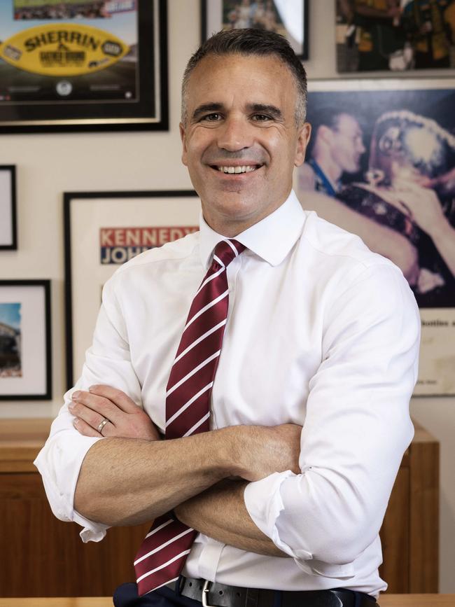 South Australian Premier Peter Malinauskas in his office. Picture: Kelly Barnes