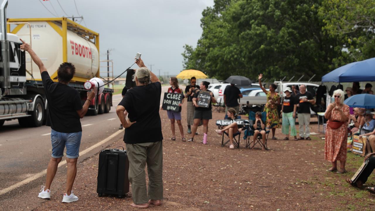 Close Don Dale protestors hold a demonstration for Invasion Day outside of the infamous prison for the third year in a row in 2024.