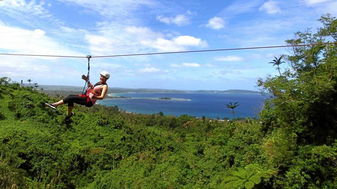 A participant takes on the Vanuatu Jungle Zipline, a short drive from Port Vila.